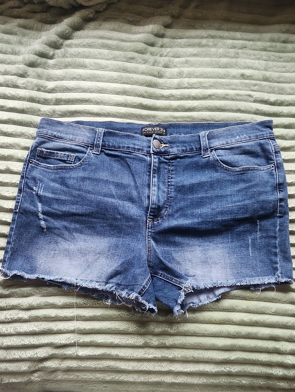 Forever 21 Blue Distressed Denim Cutoff Shorts